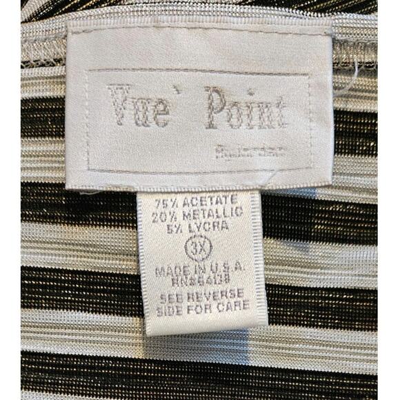 Vue Point 3X Black and White Striped Pullover with Gold and Silver Stripes - Picture 4 of 4